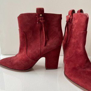 Sam Edelman Elegant Red Suede Ankle Boots